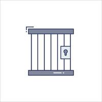 A jail cell with a key and lock icon vector