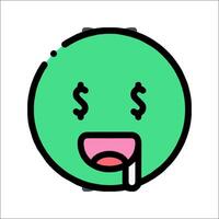 A green emoticion with a dollar sign on it vector