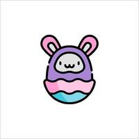 A cute bunny in an egg with a pink and blue background vector