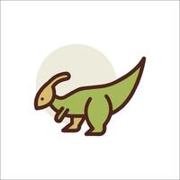 A dinosaur icon with a green and brown color scheme vector