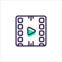 A play icon with a green and blue color vector