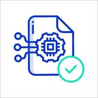 A file icon with a check mark and a computer chip vector
