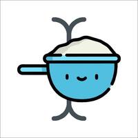 A cartoon illustration of a bowl with a spoon in it vector