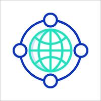 A globe surrounded by people and connected to a circle vector