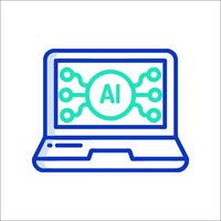 Ai icon on laptop computer illustration vector