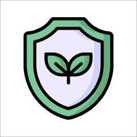 A green leaf on a shield icon vector