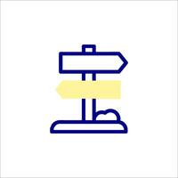 A blue and yellow sign pointing in different directions vector