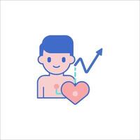 A man holding a heart and an arrow pointing up vector