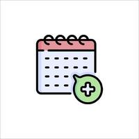 A calendar icon with a plus sign vector