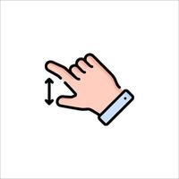 A hand pointing up with an arrow pointing down vector