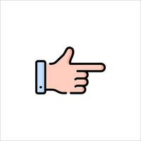 A hand pointing at something on a white background vector