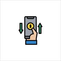 A hand holding a phone with a dollar sign on it vector