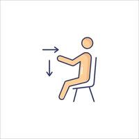 A person sitting on a chair with an arrow pointing to the right vector
