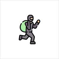 A man in a black suit with a bag on his back vector
