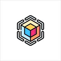 A cube logo with a colorful design vector