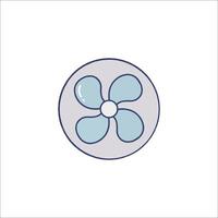 A blue and white fan icon on a white background vector
