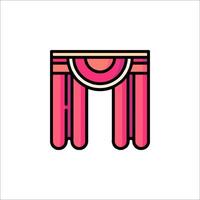 A pink and orange curtain with a bow on it vector