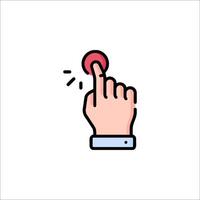 A hand pressing a button on a white background vector