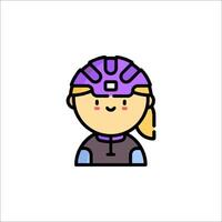 A girl wearing a helmet icon vector