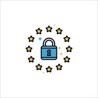A lock and stars in a circle vector