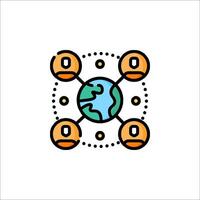 A group of people around the earth with a globe in the middle vector