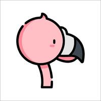 A pink flamingo with a black beak vector