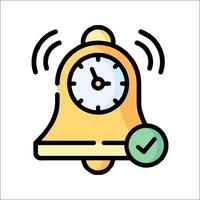 A clock with a tick mark and a bell icon vector