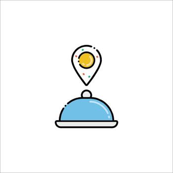 un restaurante icono con un mapa puntero en parte superior de eso vector