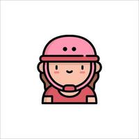 A girl wearing a helmet icon vector