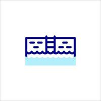 A blue icon of a boat in the water vector
