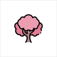 A pink tree with a pink flower on it vector