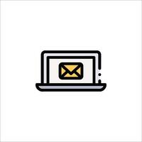Email icon on a laptop computer vector