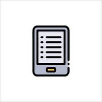 A tablet computer icon with a checklist on it vector