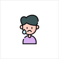 A man with a sad face icon vector