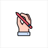 Hand holding a pen icon in a flat style vector