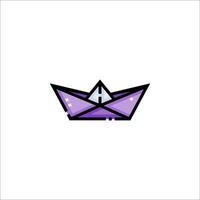 A purple paper boat with a cross on it vector