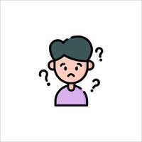 A man with question marks on his face vector