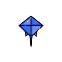 A blue kite with a cross on it vector