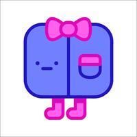 A blue suitcase with a pink bow on it vector