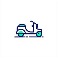 A scooter icon with a green and blue color scheme vector