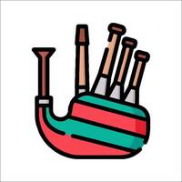 A pipe and a set of pipes in a red and green striped background vector