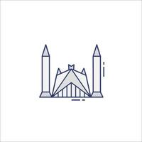 A mosque with two towers and a clock icon vector