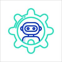 A robot is in a gearwheel icon vector