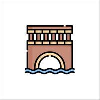 A bridge over water icon vector