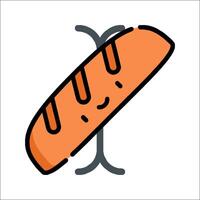 A cartoon of a hot dog on a stick vector