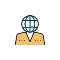 A person with a globe icon on his head vector