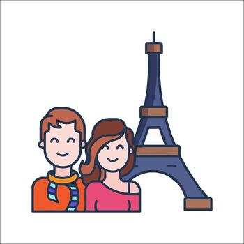A couple in front of the eiffel tower vector