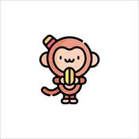 A cartoon monkey holding a donut vector
