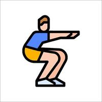 A man is squatting down and doing a squat vector