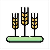 An icon of wheat on a green field vector